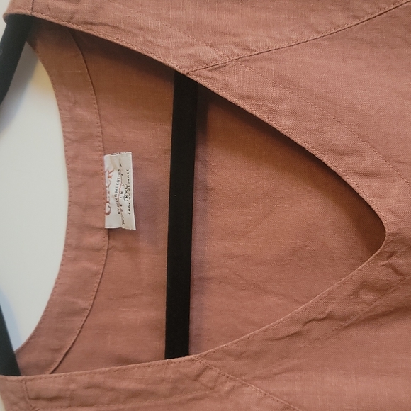 Click by Color Me Cotton Linen brownish  sleeveless dress. V Neck XXL - Picture 3 of 6